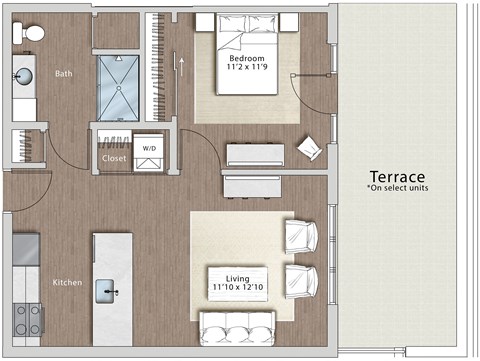 A11-1 Floor Plan at Sono Central Residential, Connecticut, 06854